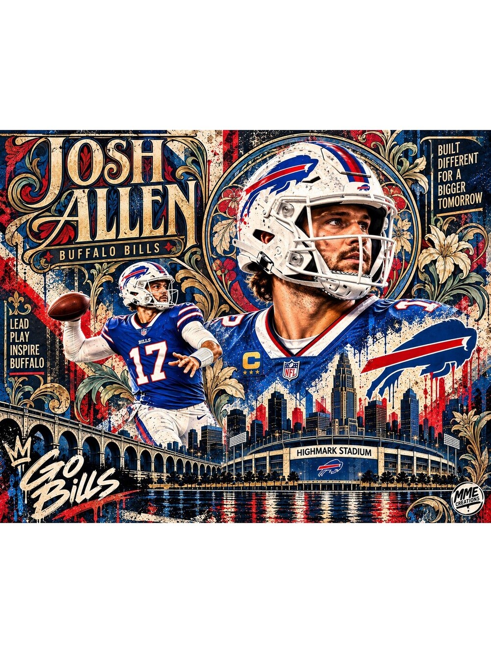 4784 Josh Allen Art Nouveau × Urban Grunge AG Collection 8x10 Landscape Print